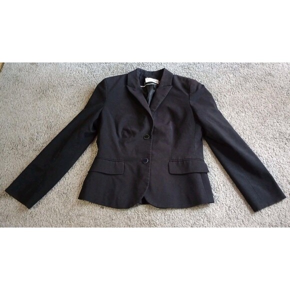 Calvin Klein Womens Black Blazer Jacket Size 4 Two-Button Business Attire - Picture 1 of 6